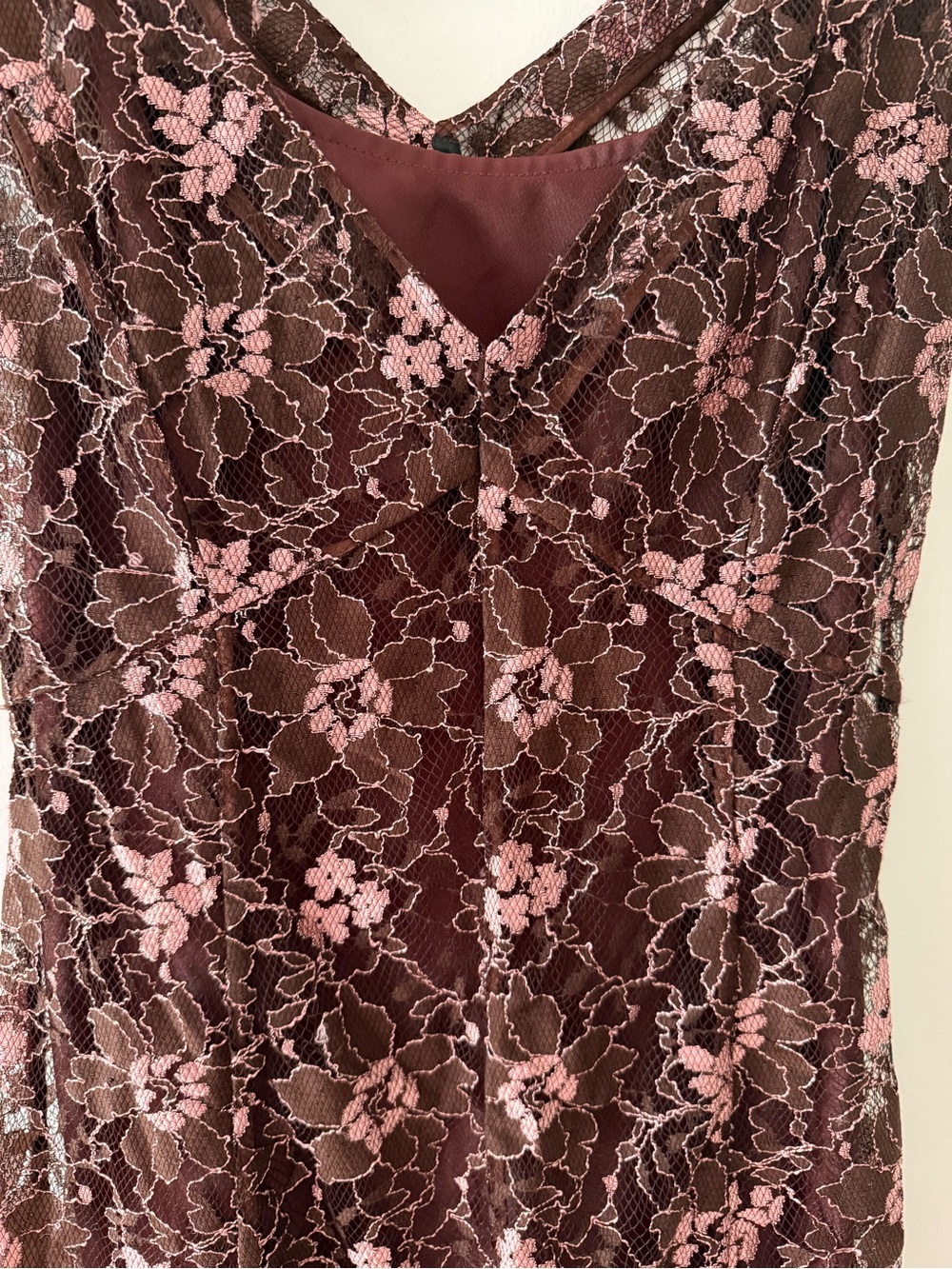 Vintage Jill Anderson NYC 2-Piece Lace Floral Dress Set Pink Brown Whimsygoth S - Picture 2 of 8